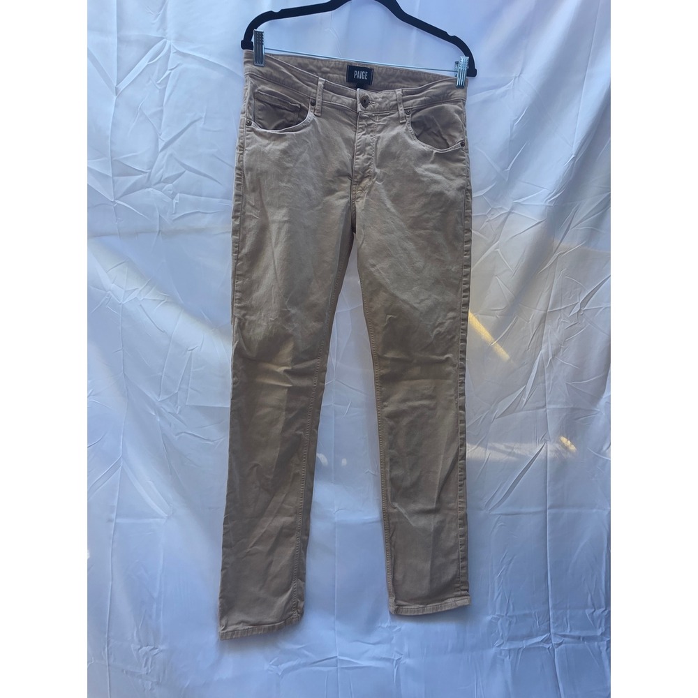 Paige Normandie Mens Straight Leg Pants Tan Khaki Size 32 Made in USA